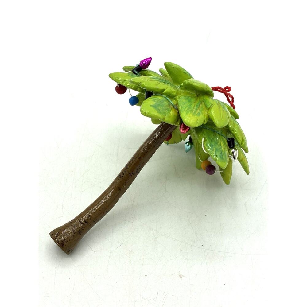 Vintage Resin Christmas Palm Tree Ornament String Lights Beach Coastal